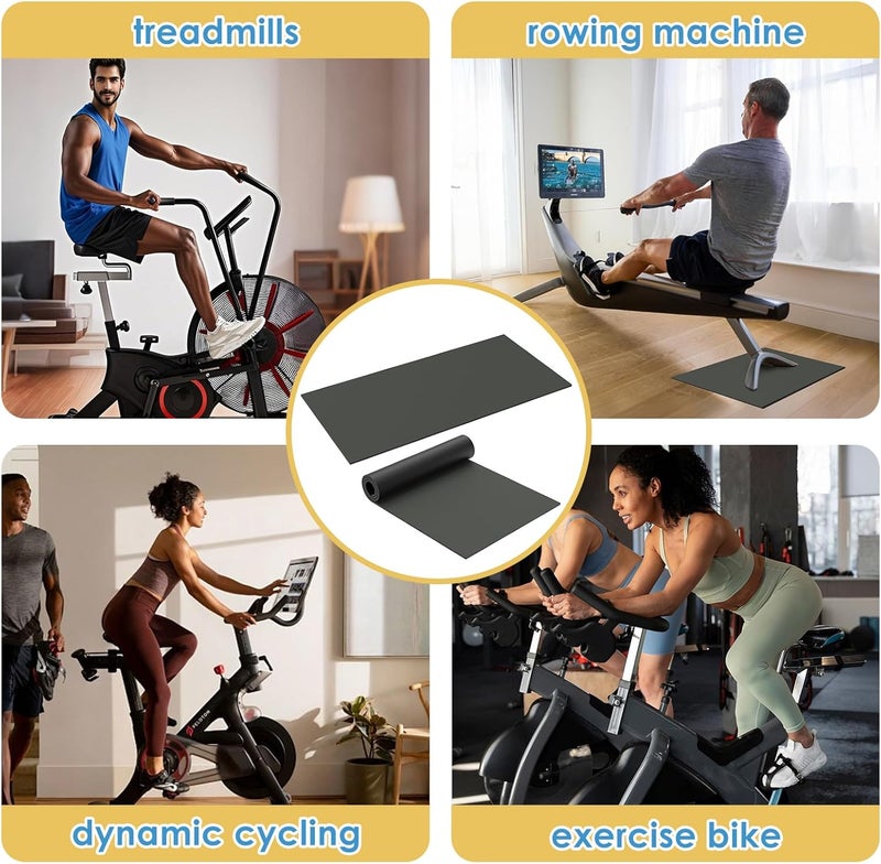 Wiojtry 2PCS Exercise Bike Mat, Non-Slip Exercise Bike Mat for Floor for Rowing Machine and Stationary Spin Bike - Image 5